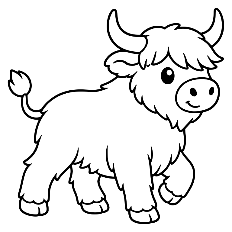 Walking Highland Cow With Tail Tuft and Raised Hoof — free animal SVG cut file