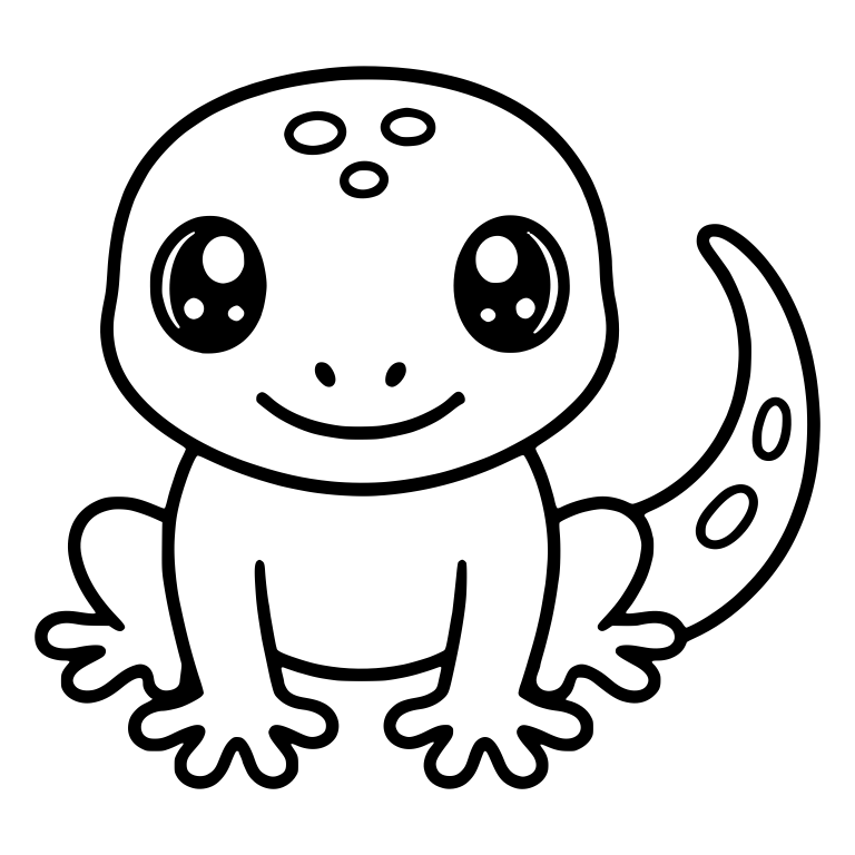 Sitting Gecko with Three Head Spots and Spotted Tail — free animal SVG cut file