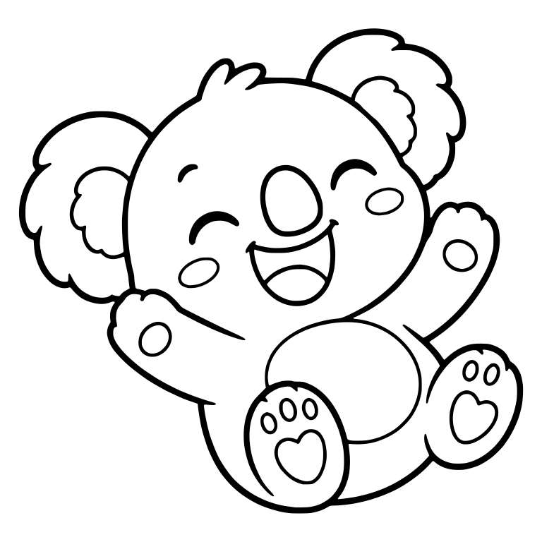 Cheering Koala Sitting With Arms Up And Heart Foot Pads — free animal SVG cut file