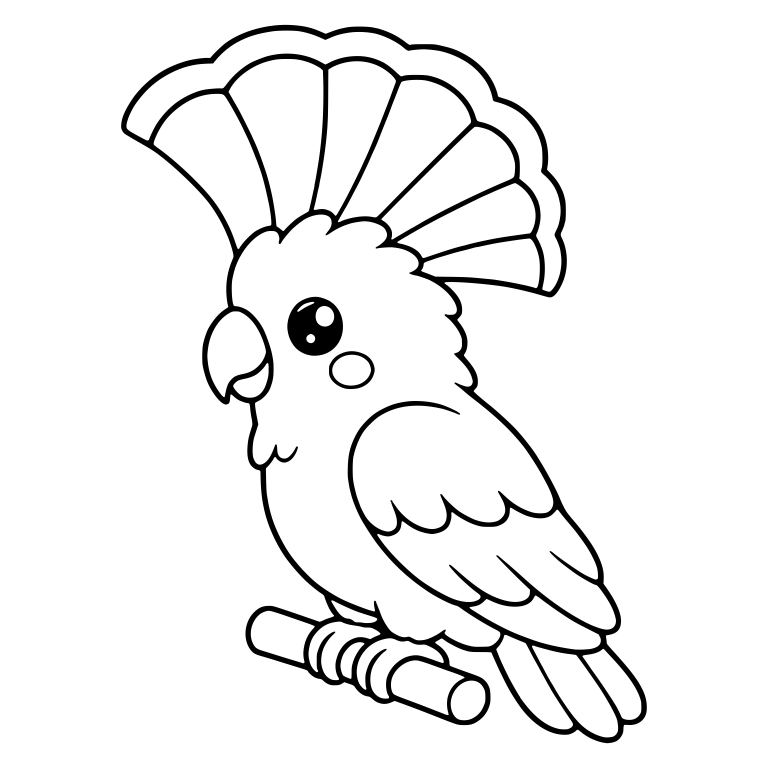 Umbrella Cockatoo With Fan Crest on Perch — free animal SVG cut file