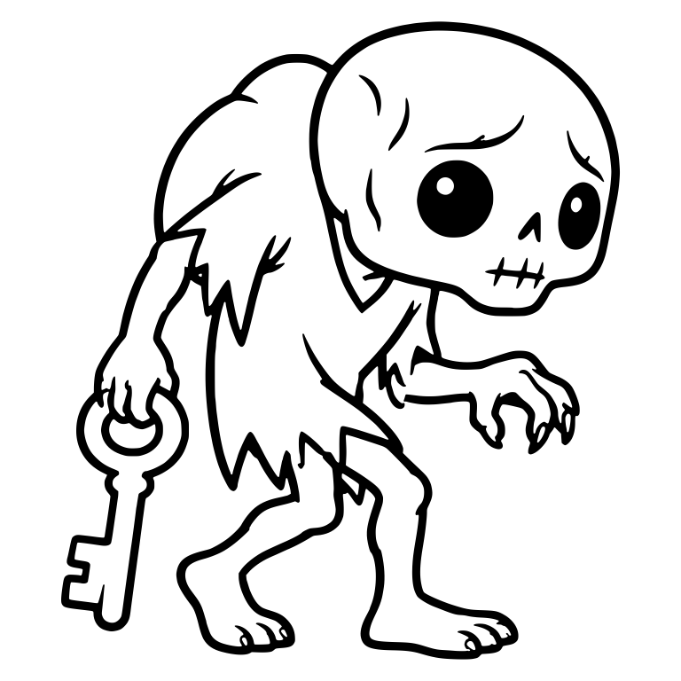 Hunchbacked Skeleton Ghoul Holding An Oversized Key — free fantasy-creature SVG cut file