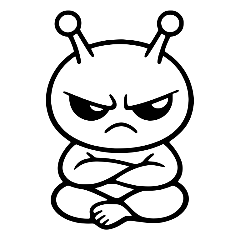 Grumpy Alien With Two Antennae Sitting Cross-Legged — free fantasy-creature SVG cut file