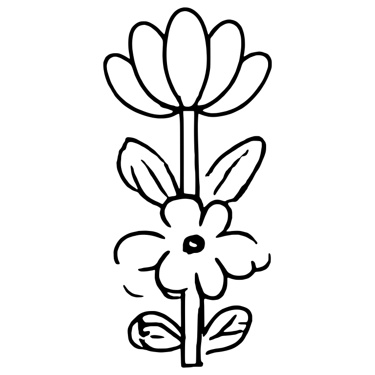 Tulip Above Small Blossom on One Long Stem — free floral SVG cut file
