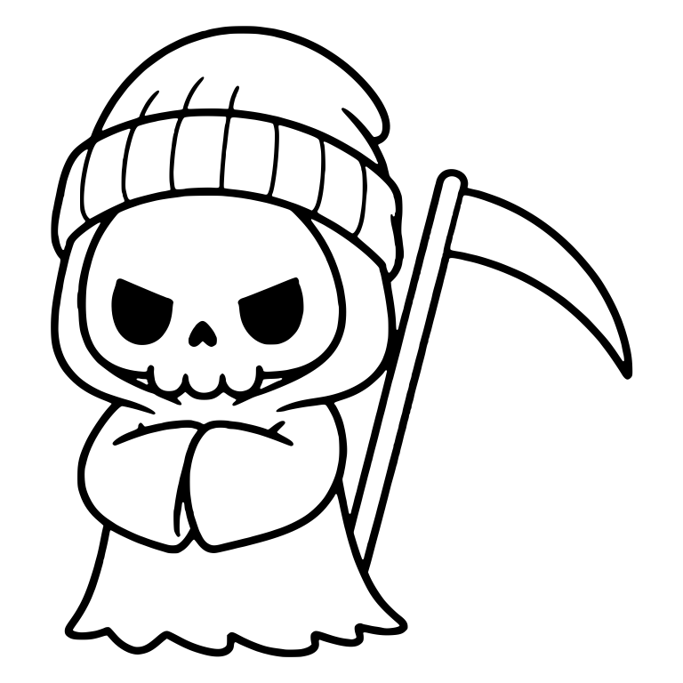 Grumpy Beanie Reaper With Crossed Arms — free characters SVG cut file