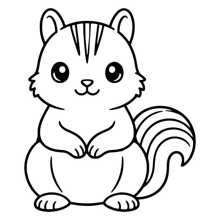 Striped Kawaii Squirrel With Curled Striped Tail — free animal SVG cut file