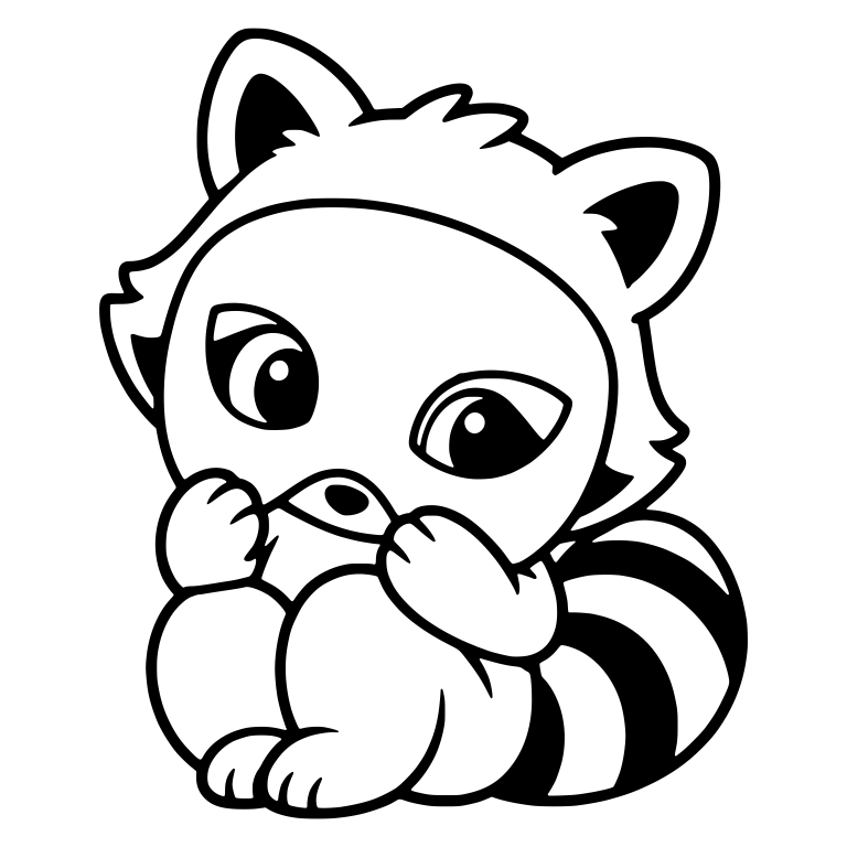 Shy Raccoon Covering Mouth in Plain Mask — free animal SVG cut file