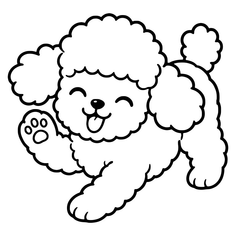 Happy Toy Poodle Puppy Waving With Eyes Closed — free animal SVG cut file