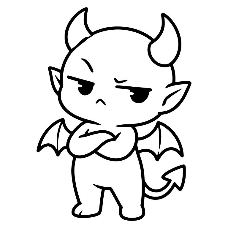 Scowling Winged Devil Crossing Arms, Both Wings Out — free fantasy-creature SVG cut file