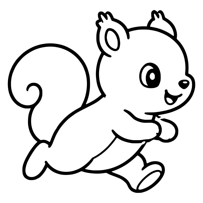 Running Squirrel With Curled Spiral Tail — free animal SVG cut file