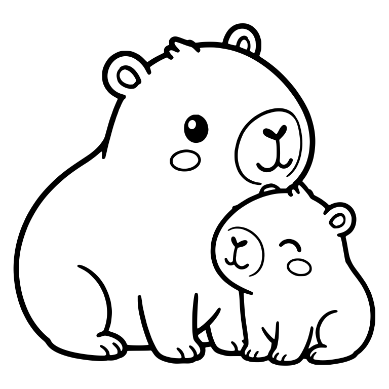 Capybara Mom and Baby with Blush Cheeks — free animal SVG cut file