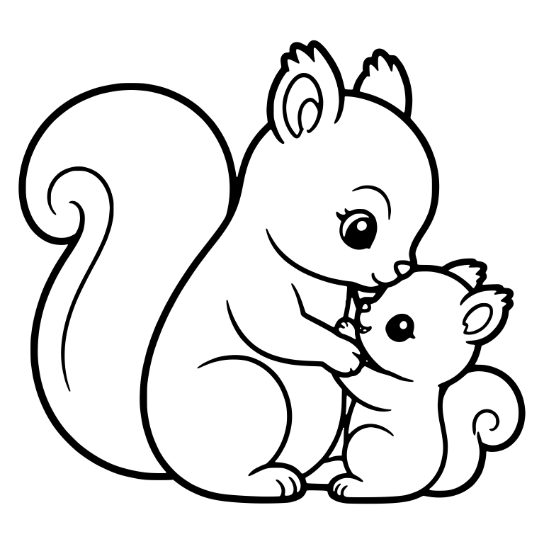 Mother Squirrel Nuzzling Baby Squirrel Nose to Nose — free animal SVG cut file