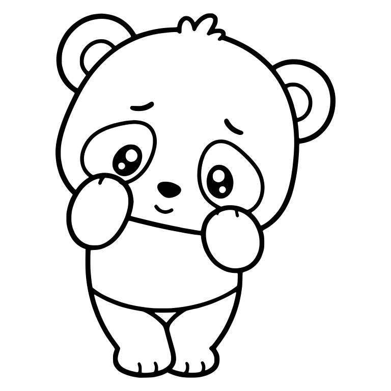 Shy Panda Cub Standing With Paws at Cheeks — free animal SVG cut file