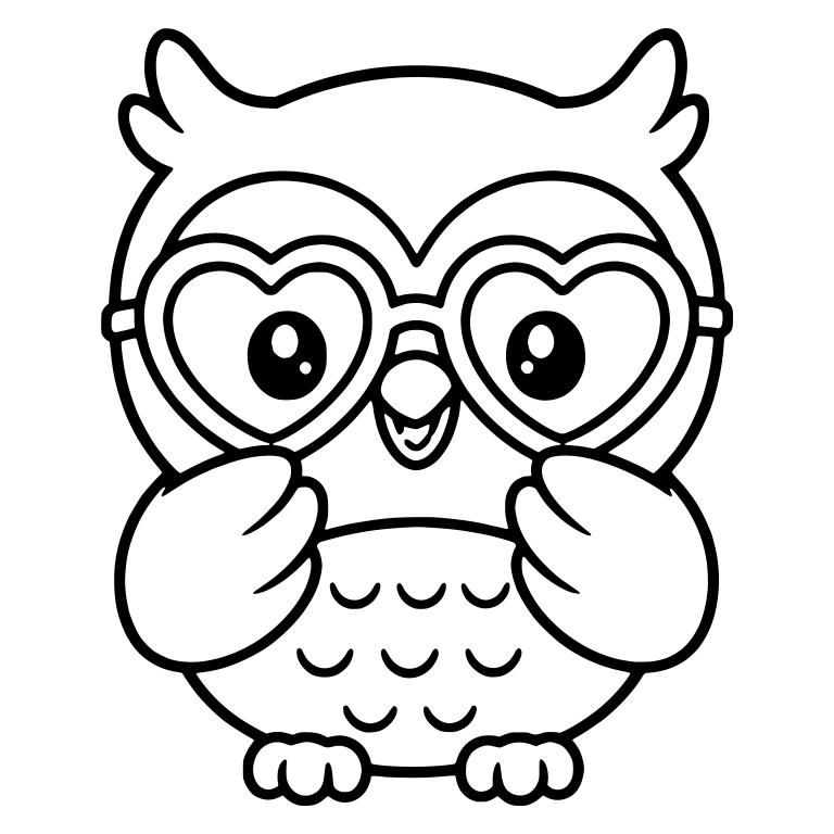 Owl in Heart Glasses with Wings Held to Cheeks — free animal SVG cut file