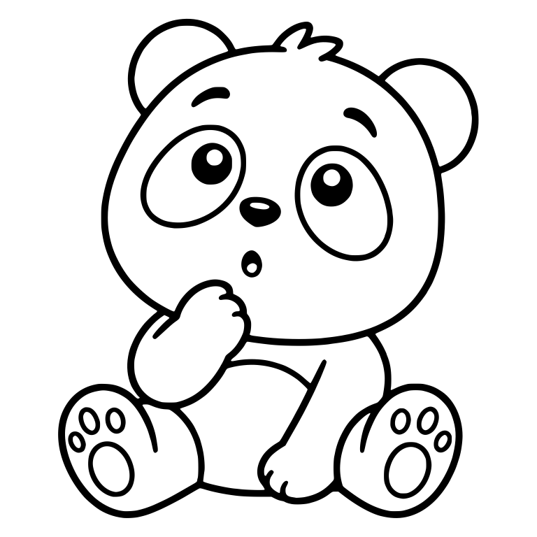 Shy Sitting Panda Cub with Paw at Mouth — free animal SVG cut file
