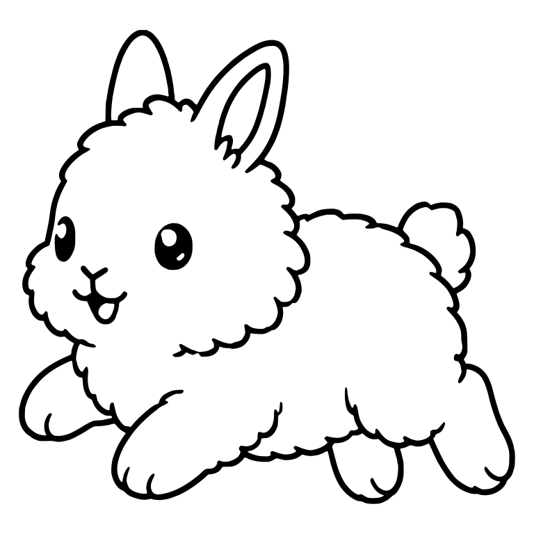 Kawaii Jersey Wooly Bunny Hopping With Open Mouth Smile — free animal SVG cut file