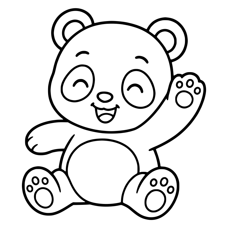 Laughing Panda Cub Sitting With Arms Out Waving — free animal SVG cut file