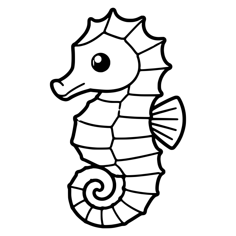 Plated Seahorse Facing Left With Sharp Crest and Big Eye — free animal SVG cut file