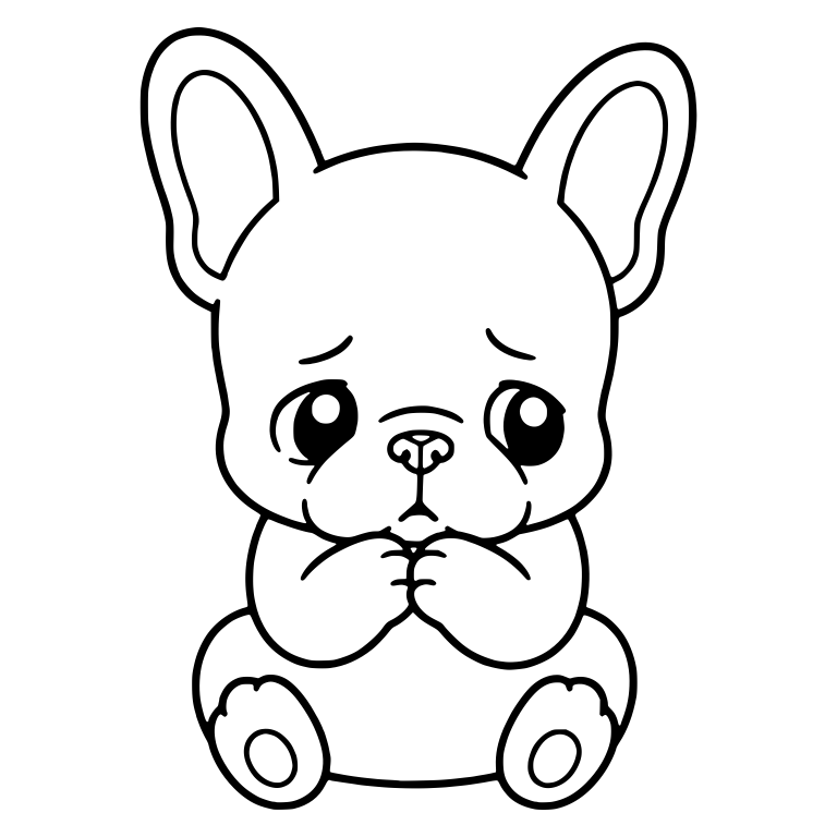 Shy French Bulldog Puppy Sitting with Paws Together — free animal SVG cut file