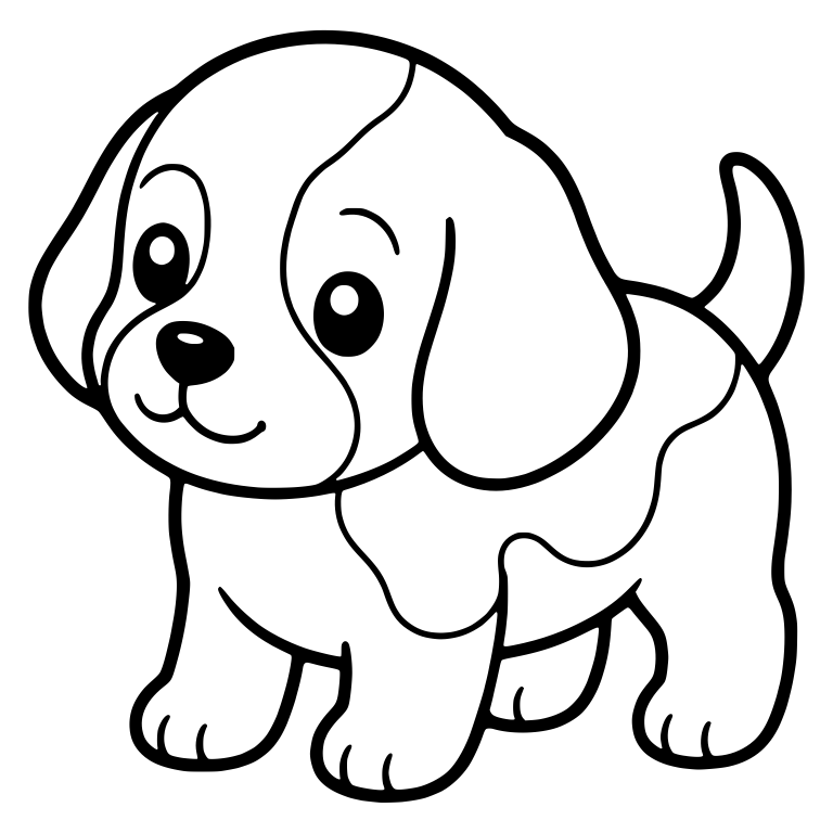 Chubby Standing Beagle Puppy With Head Turned Left — free animal SVG cut file
