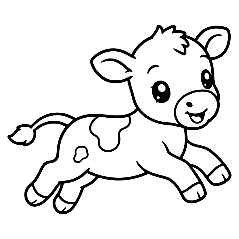 Calf Leaping Mid Air With Tail Flicking Back — free animal SVG cut file