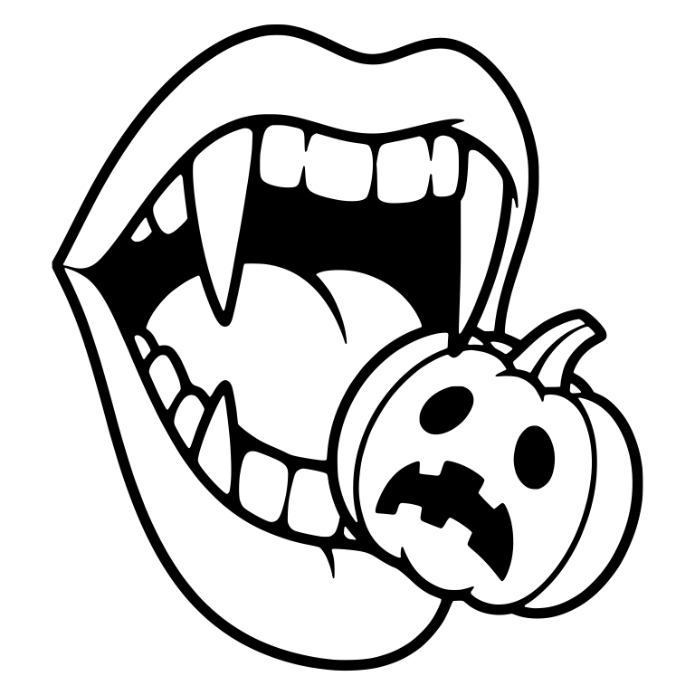 Wide Open Vampire Mouth With Scared Pumpkin — free fantasy-creature SVG cut file