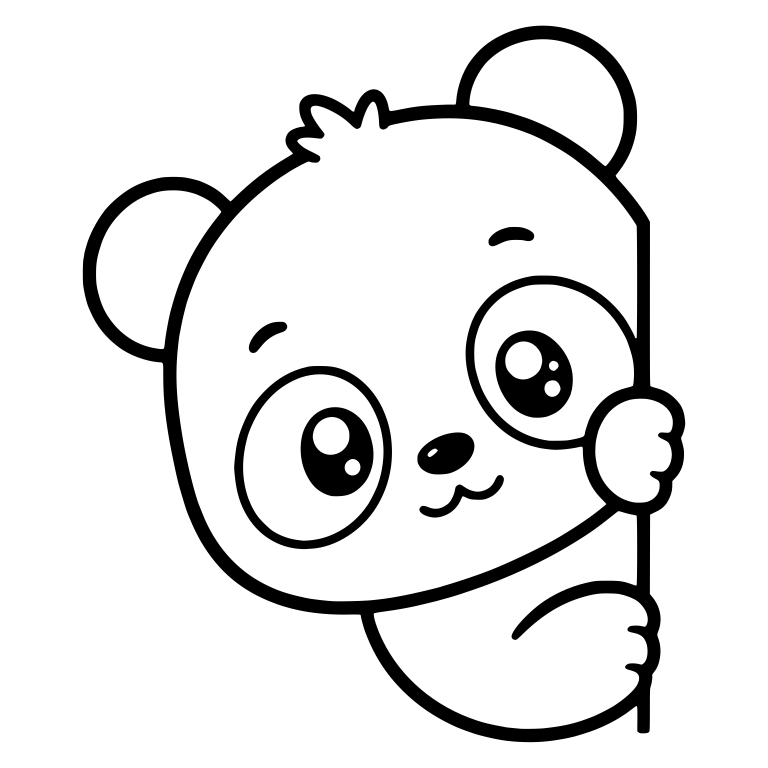 Panda Cub Peeking Around a Right Edge with Soft Smile — free animal SVG cut file