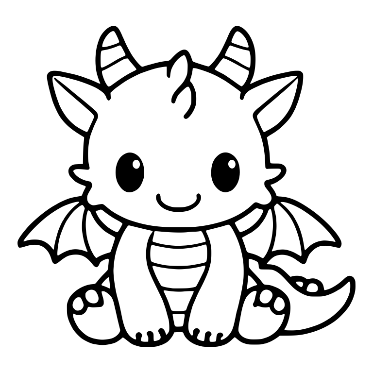 Baby Dragon with Pointed Ears and Forehead Tuft — free fantasy-creature SVG cut file