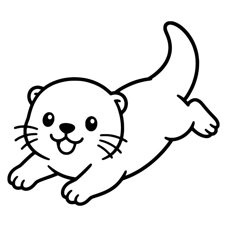 Bounding Otter With Tail Curled High and Open Smile — free animal SVG cut file