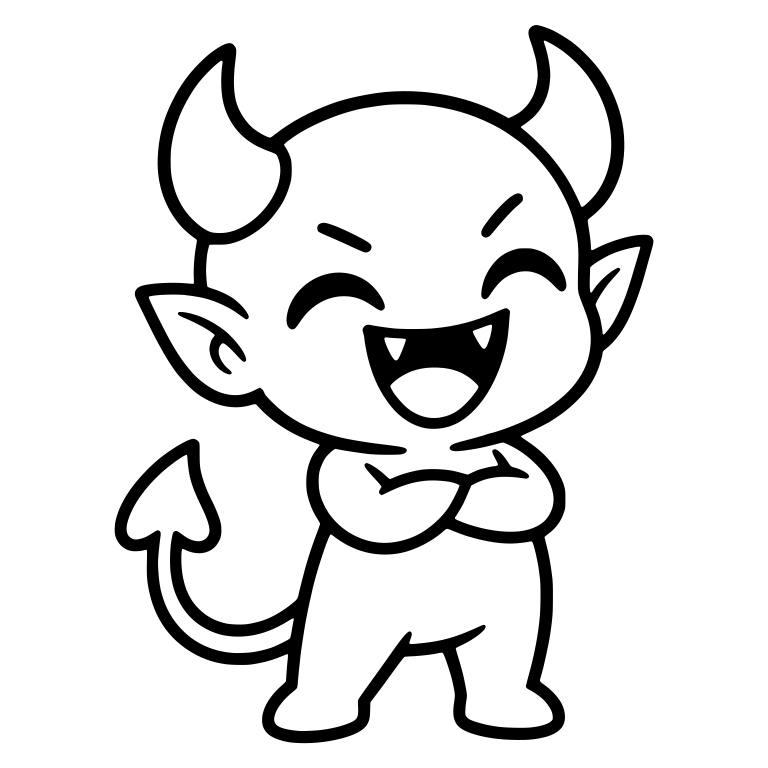 Standing Demon Laughing with Arms Crossed — free fantasy-creature SVG cut file