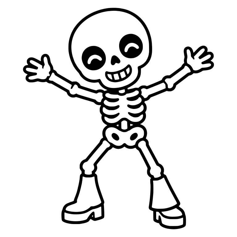 Skeleton With Arms Wide Open And Platform Boots — free skeleton SVG cut file