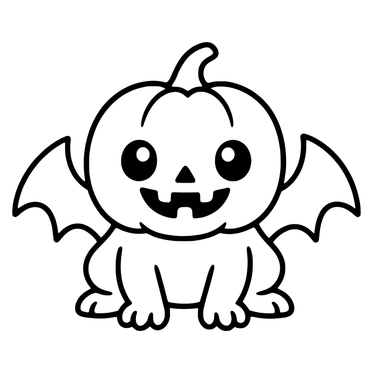 Sitting Pumpkin Head Monster With Bat Wings — free fantasy-creature SVG cut file