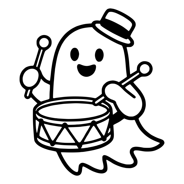 Ghost Drummer in Top Hat with Zigzag Snare Drum — free fantasy-creature SVG cut file