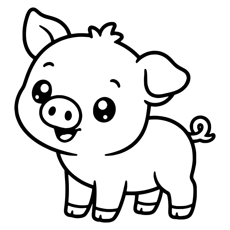 Standing Piglet With Sparkly Eyes And Floppy Ear — free animal SVG cut file