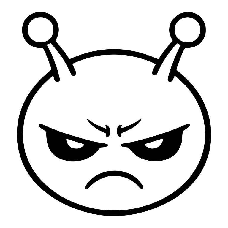 Grumpy Round Alien Face With Two Antennae And Scowl — free fantasy-creature SVG cut file