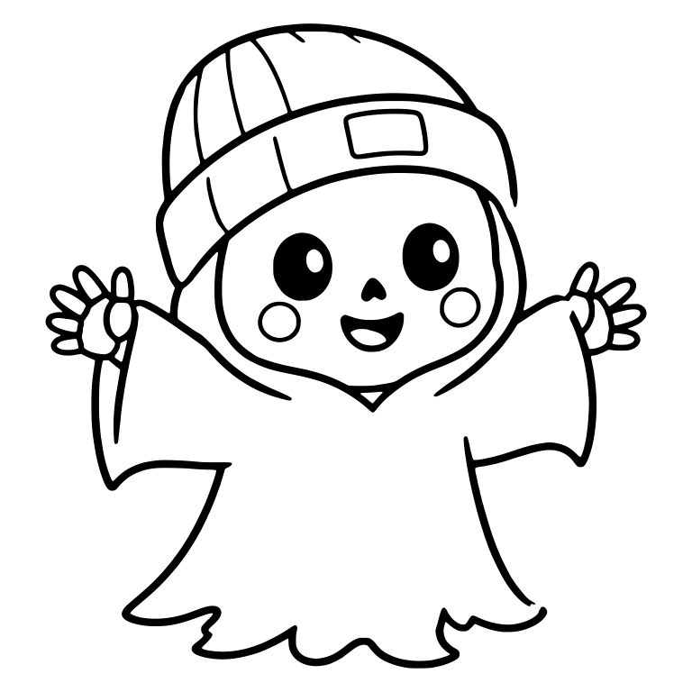 Cheerful Reaper in Patch Beanie with Both Arms Raised — free characters SVG cut file