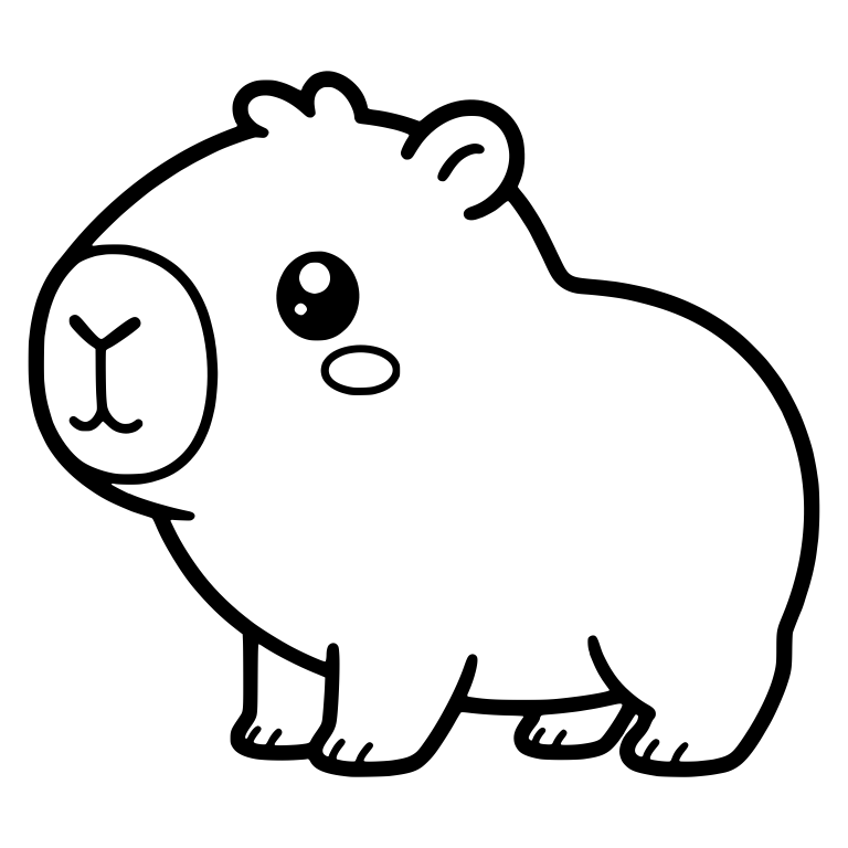Round Chubby Capybara Standing Sideways with Big Eye — free animal SVG cut file