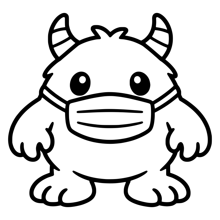Horned Fuzzy Monster in a Surgical Face Mask — free fantasy-creature SVG cut file
