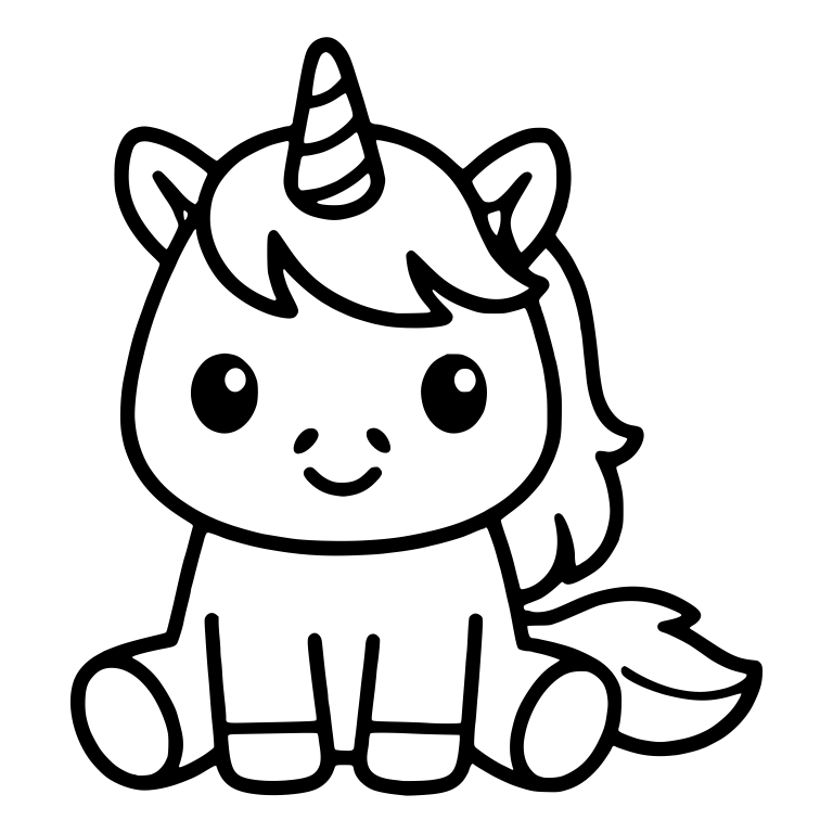 Sitting Baby Unicorn With Nose Dots And Fluffy Tail — free fantasy-creature SVG cut file