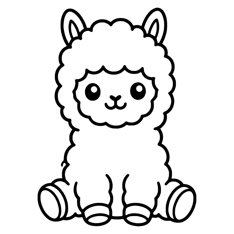 Kawaii Alpaca Sitting with Hooves Splayed Out — free animal SVG cut file