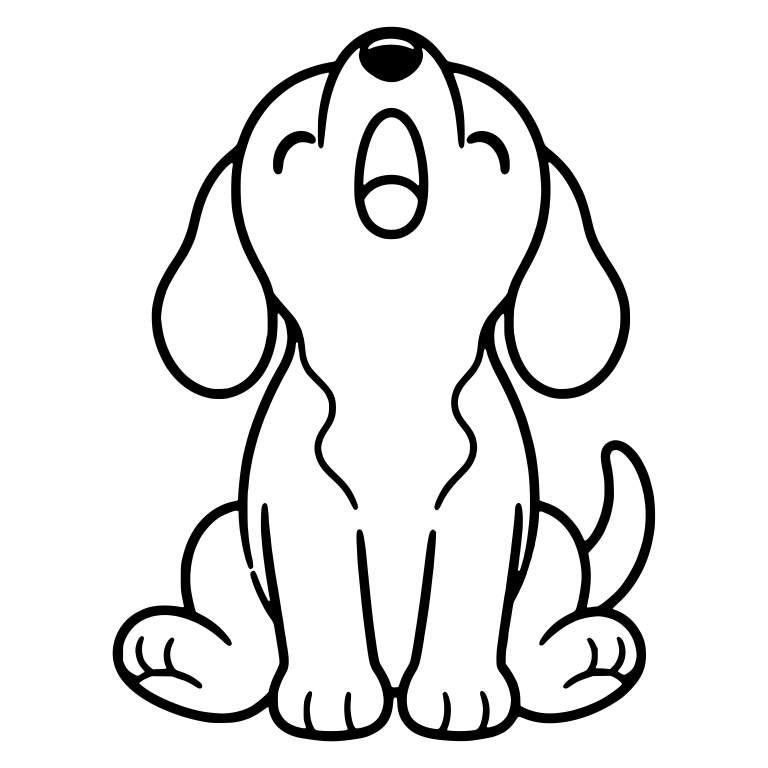 Front-Facing Sitting Beagle Puppy Howling Upward — free animal SVG cut file
