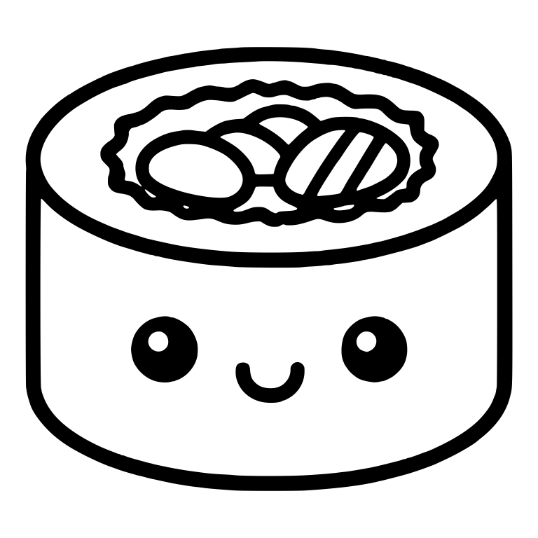 Sushi Roll With Oval Toppings And Wavy Rice Edge — free food SVG cut file