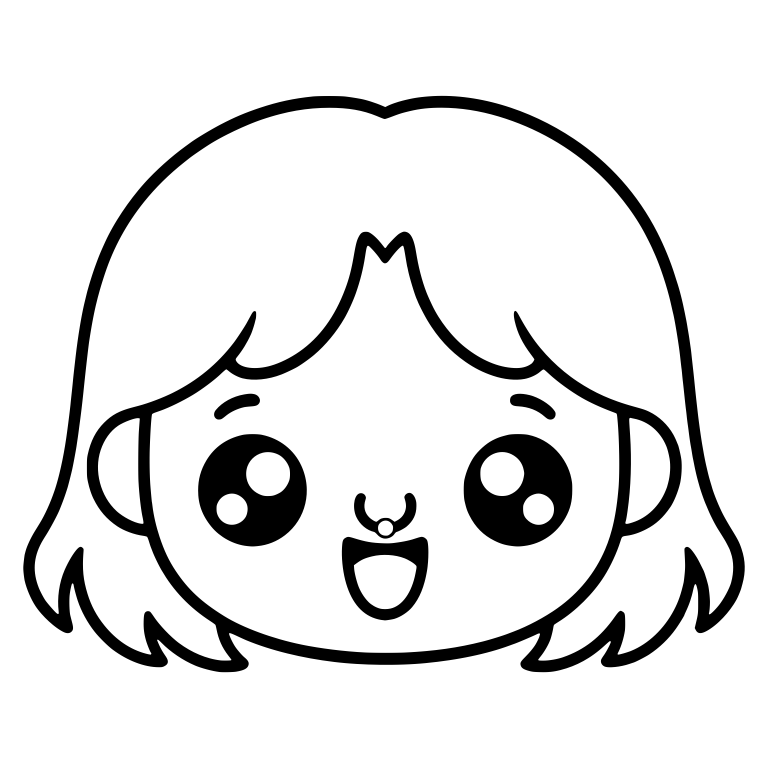 Girl with Bob Haircut, Center Part and Septum Ring — free characters SVG cut file
