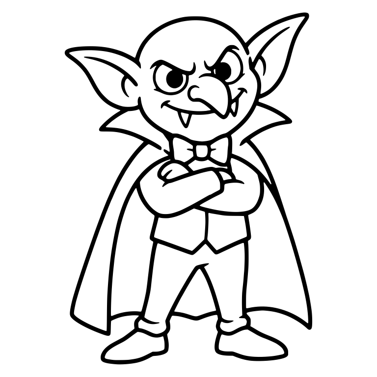 Goblin Vampire with Crossed Arms, Cape and Bow Tie — free fantasy-creature SVG cut file