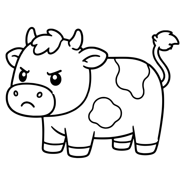 Annoyed Mini Spotted Cow With Raised Tuft Tail — free animal SVG cut file