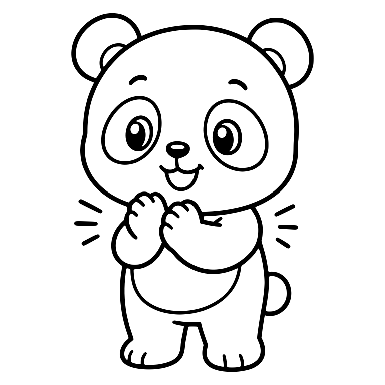 Standing Panda With Clasped Paws and Big Sparkly Eyes — free animal SVG cut file