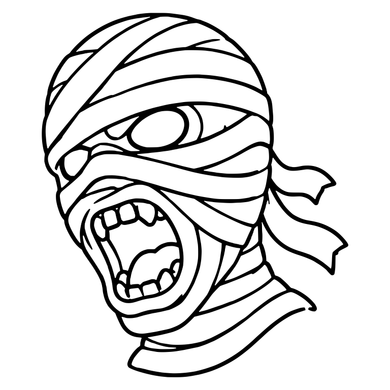 Snarling Mummy Head in Three-Quarter View With Wrap Tails — free fantasy-creature SVG cut file