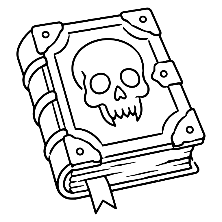 Skull Cover Book with Metal Corners and Bookmark — free objects SVG cut file
