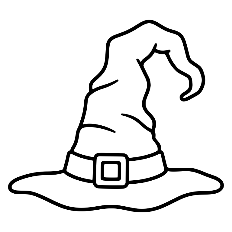 Floppy Witch Hat with Bent Tip and Square Buckle — free objects SVG cut file