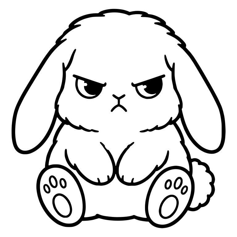 Grumpy Lop Bunny Sitting With Paw Pads Showing — free animal SVG cut file