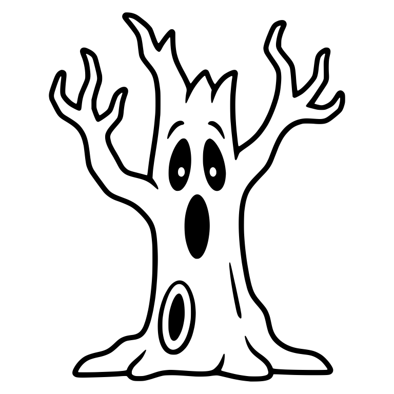 Surprised Haunted Tree With Open Mouth and Raised Branches — free floral SVG cut file